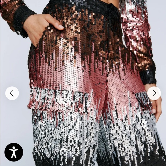 Nasty Gal Sequin Ombre Sequin Cargo Pants - Picture 3 of 8